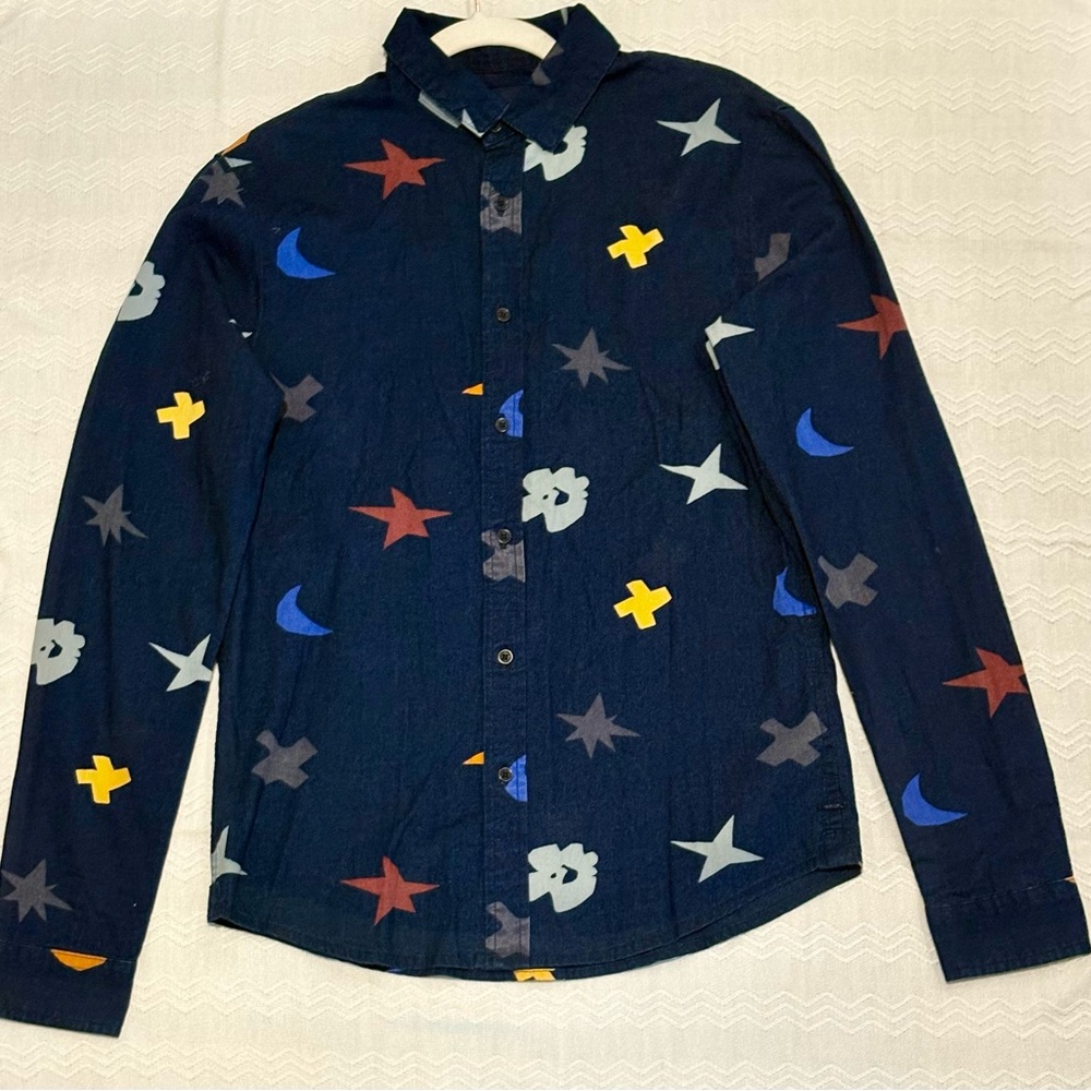 Scotch & Soda Dark Blue Shirt with Colorful Symbols
